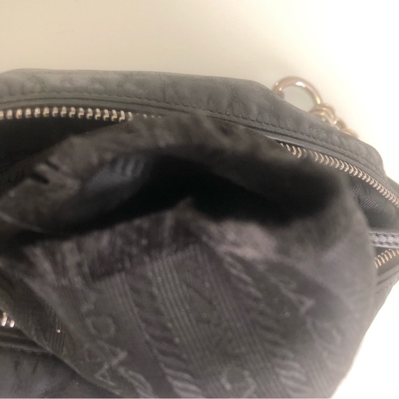 Prada Black Suede Shoulder Purse with Chrome Chain - Picture 7 of 13
